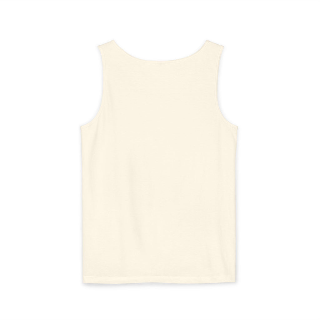 Bee-Inspired Garment-Dyed Tank Top, Youthful Vibe, Summer Wear, Gift for Her, Nature Lover's Apparel, Floral Design