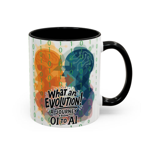 AI Evolution Accent Coffee Mug – 11oz Tech-Inspired Ceramic Cup, Gift for Coders, Programmers & Creative Thinkers