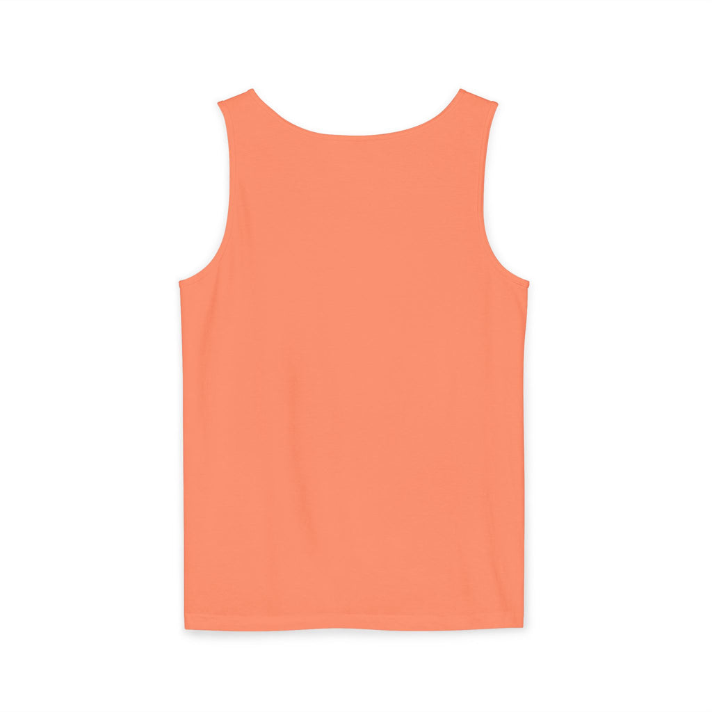 Bee-Inspired Garment-Dyed Tank Top, Youthful Vibe, Summer Wear, Gift for Her, Nature Lover's Apparel, Floral Design