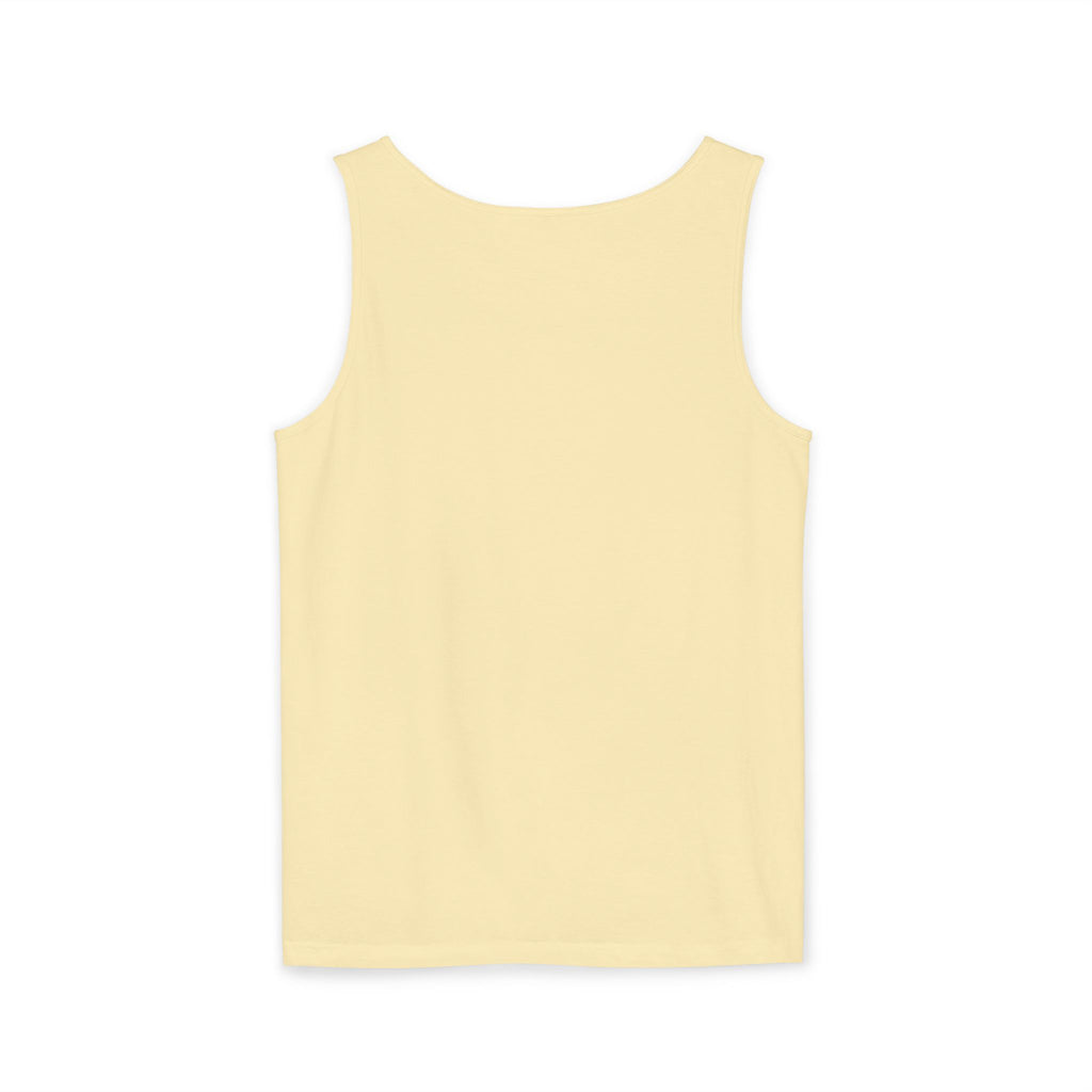 Bee-Inspired Garment-Dyed Tank Top, Youthful Vibe, Summer Wear, Gift for Her, Nature Lover's Apparel, Floral Design